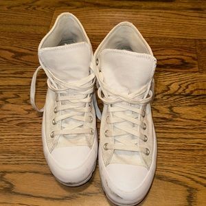 Converse white hi top platform